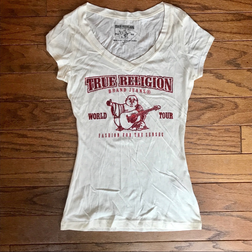 True Religion Brand Jeans Rhinestone Buddha Shirt